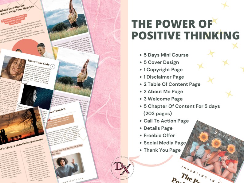 Done for you course,the power of positive thinking ,Life coaching tools,positive thinking workbook,Life coach template,Self improvement,Lead magnet workbook,self confidence book,therapy course,coaching content,Brandable ecourse,self help book