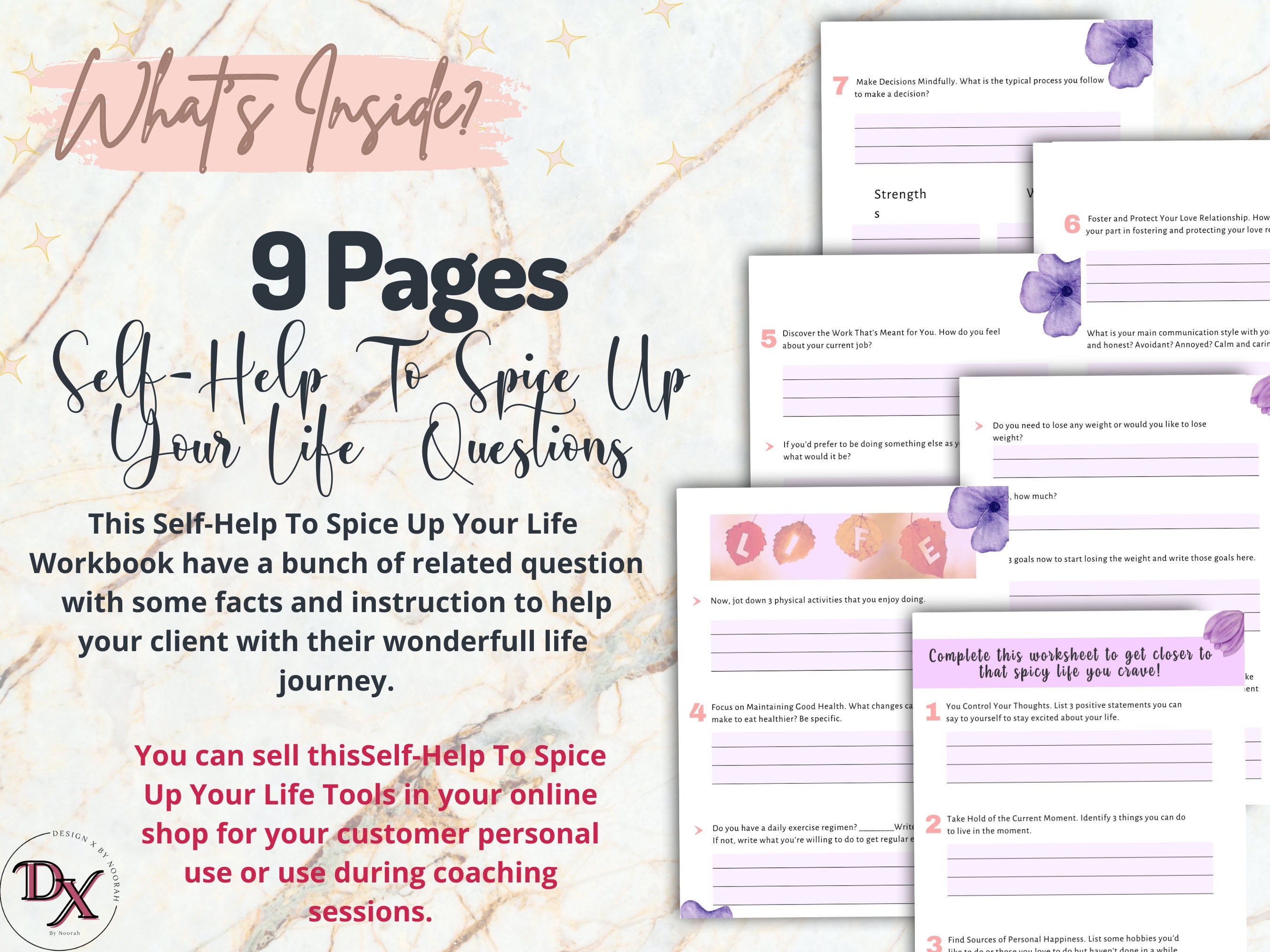 Self Care Coach Workbook, Life Coaching Tools, Done for You, Lead ...