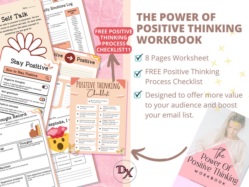 Done for you course,the power of positive thinking ,Life coaching tools,positive thinking workbook,Life coach template,Self improvement,Lead magnet workbook,self confidence book,therapy course,coaching content,Brandable ecourse,self help book