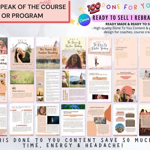 Done for you course,the power of positive thinking ,Life coaching tools,positive thinking workbook,Life coach template,Self improvement,Lead magnet workbook,self confidence book,therapy course,coaching content,Brandable ecourse,self help book