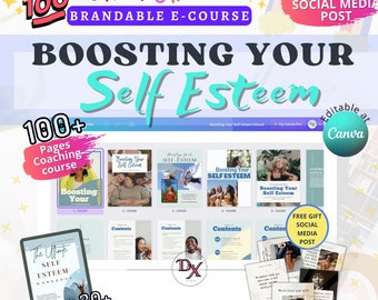 Done For You Self Esteem Brandable Workbook |Self confidence worksheet l Life coaching tools | Lead magnet workbook | Lead magnet Canva