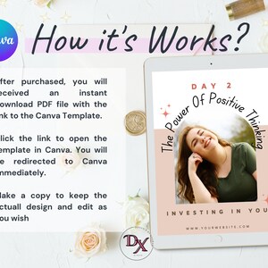 Done for you course,the power of positive thinking ,Life coaching tools,positive thinking workbook,Life coach template,Self improvement,Lead magnet workbook,self confidence book,therapy course,coaching content,Brandable ecourse,self help book