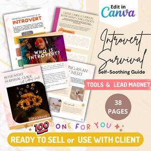 Done For You  Introvert Survival Guide Self-Soothing Skills Lead Magnet Kit, Canva Template, Coaching Template, Brandable coaching resources