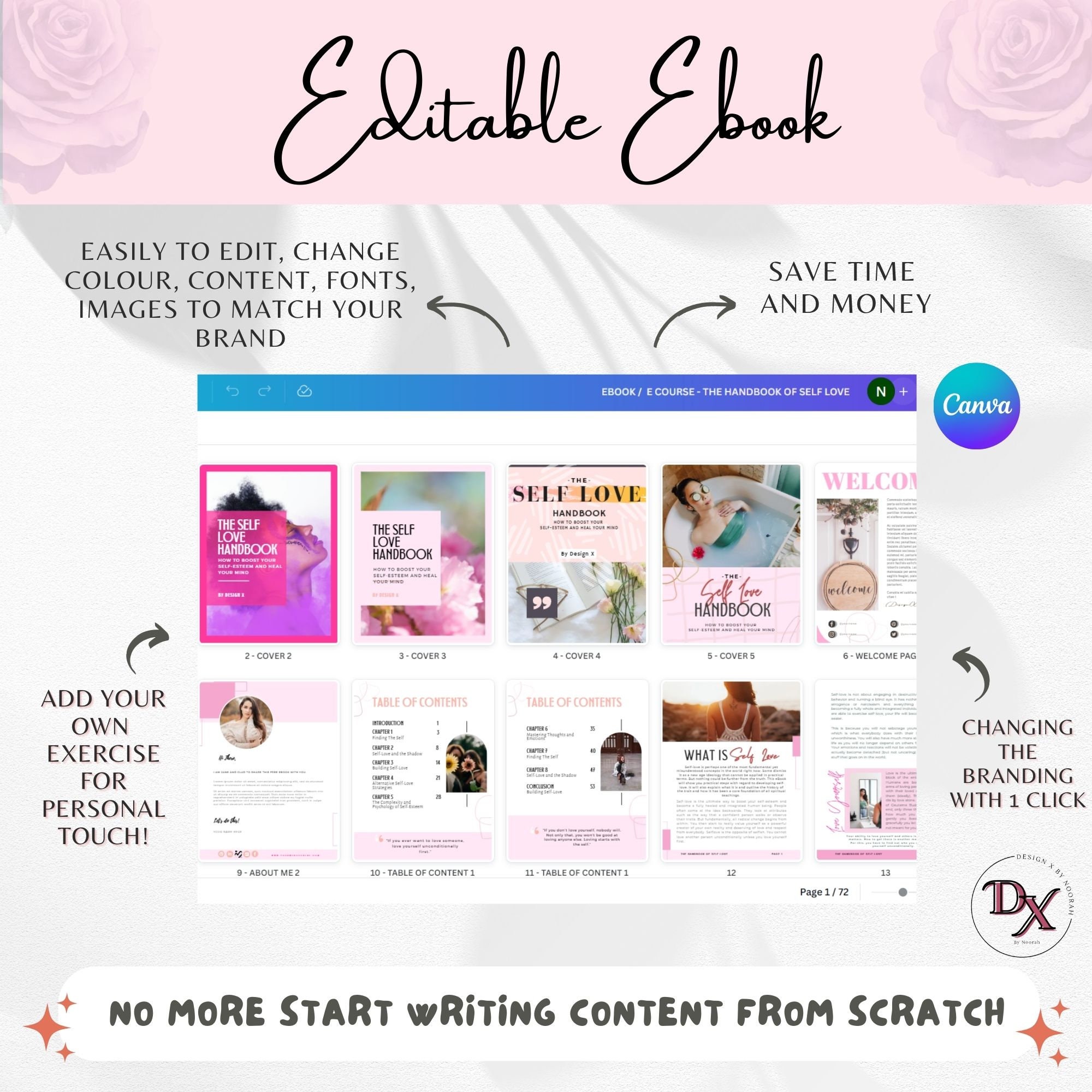 Self Love Workbook Canva Template Brandable Ecourse |doneforyou ...