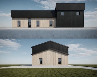 Modern Farmhouse Plan | 3 Bed, 2 Bath with Detached Workshop (PDF Plans)