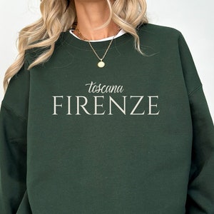 Firenze Toscana Italy-sweater met ronde hals | Florence damestrui met ronde hals | Europese stadssweater| Gezellige hoodie voor op reis | Trendy oversized
