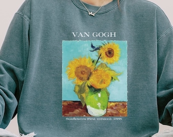 Van Gogh Sunflowers Print Comfort Colors Crewneck Sweatshirt