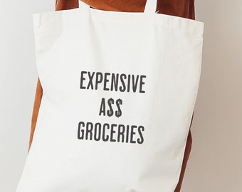 Rolig inflationstygväska i canvas: Återanvändbar shoppingväska för matvaror