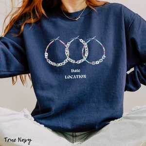 Custom Concert Tour Sweatshirt, custom city and date comfort colors sweatshirt for women trendy, Friendship Bracelet Personalized Gift