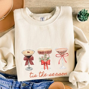 Espresso Martini Art Christmas Crewneck Sweatshirt, Tini Time, Espresso Shirt, Social Club, Espresso Martini Lover Gift, Birthday Gift Her