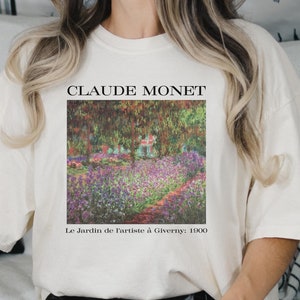 Monet&#39;s Garden T-shirt: Comfort Colors Art Lover Tee, gift for art teacher, claude monet art print tshirt