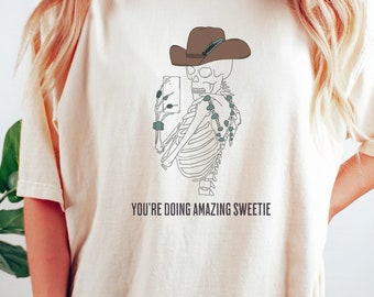 Funny Skeleton Halloween Shirt: Spooky Cowgirl Rodeo Tee