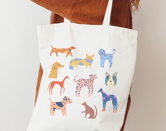 Dog Canvas tote bag, Dalmatian art, dog breed art, gift for dog lovers, dog mom gift, puppy print, personalized tote bag