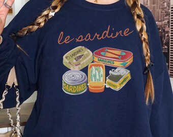 Sweat-shirt Le Sardine Gildan : motif poisson en conserve, style côtier