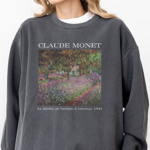 Monet&#39;s Garden Sweatshirt: Comfort Colors Vintage Wash Art Lover Gift