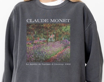 Monet's Garden Sweatshirt: Comfort Colors Vintage Wash Art Lover Gift, light academia, y2k outfit, cotton crewneck for fall