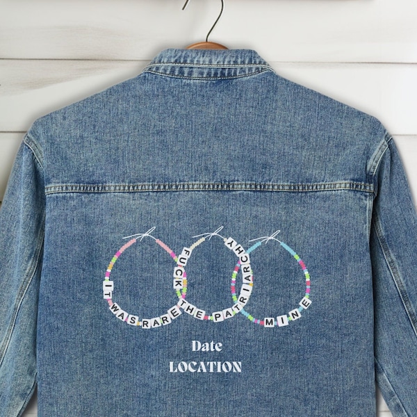Veste en jean personnalisée avec bracelet de l'amitié, cadeau de visite personnalisé, cadeau bracelet de l'amitié, cadeau de Noël personnalisé, cadeau pour un ami