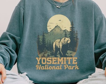 Bluza z nadrukiem Parku Narodowego Yosemite: Comfort Colors Retro Camping Gift