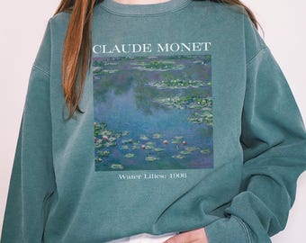 Monet Water Lilies Art Print Sweatshirt - Comfort Colors