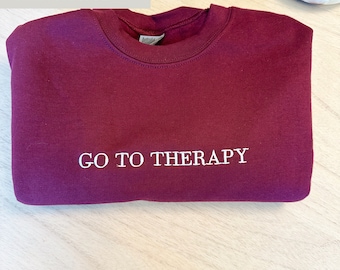 Embroidered Mental Health Sweatshirt, Therapy Crewneck