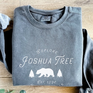 Sweat-shirt du parc national de Joshua Tree, t-shirt du parc national, art du parc, carte du parc de la Californie, chemise de randonnée pour femme, chemise de camping de randonnée