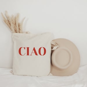 Ciao canvas tote, Italy honeymoon travel tote, gift for Europe travel, italy travel, italian travel bagstocking stuffer, christmas tote