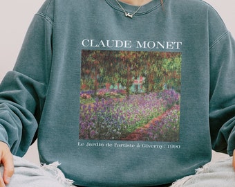 Monet The Artist's Garden in Giverny Sweatshirt for women, Comfort Colors Sweatshirt, Art Lover shirt, gift for art teacher, trendy crewneck
