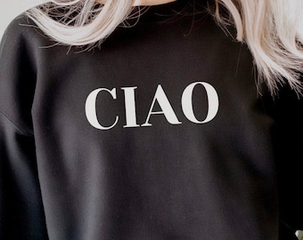 CIAO Italian Unisex Heavy Blend Crewneck Sweatshirt, Oversized Crewneck, Travel outfit