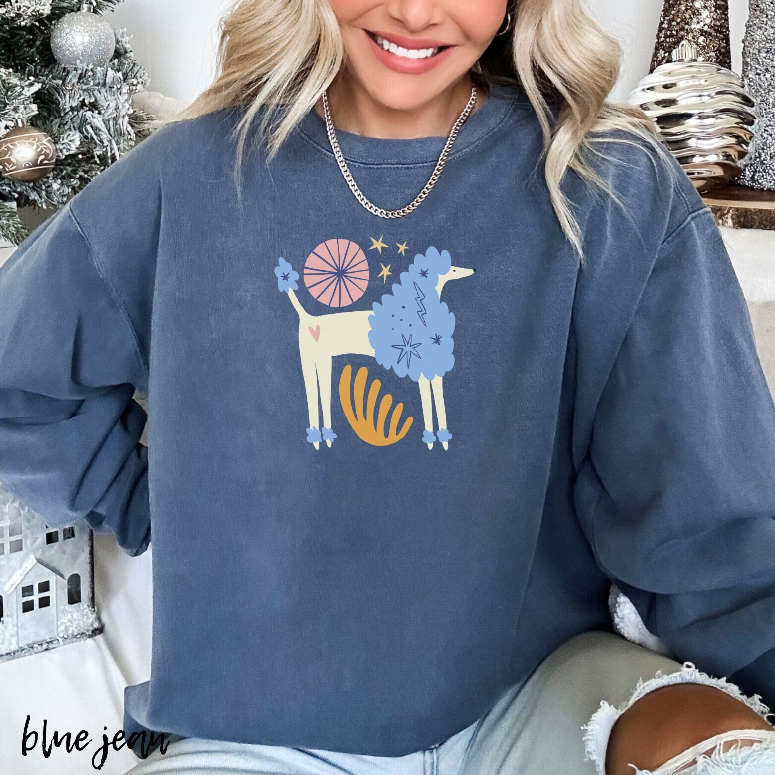 Standard Poodle sweatshirt, poodle dog sweater, poodle mom shirt, poodle owner gift, poodle hand drawn, retro vintage sweatshirt