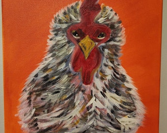 Barred Rock Chicken Painting