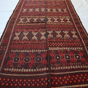 5x9 Afghan Vintage Kilim - Antique Faded Adraskan Flatweave Kilim Rug - Oriental Turkmen Handmade Caucasian Soumak Kilim - Living Room Rug