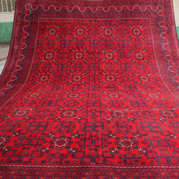 Custom Size Afghan Bukhara rug, Turkmen handmade Wool rug, Khal Mohammadi Khamyab rugs, Tribal rug, Turkoman Bokhara Rug, Living room Carpet