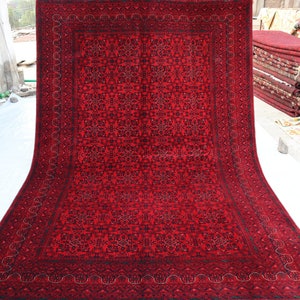 Red Large Area Rug, 7x10 Ft Turkmen Hand knotted Wool Rug, Handmade Turkoman Oriental Rug, Rugs For Living Room, Bedroom, Afghan Bukhara Rug