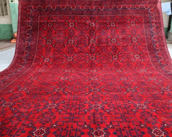 Large Area Rug, 13.3x10 Ft, Turkmen Hand-knotted Soft Wool rug, Turkoman Bukhara Rug, Oriental Khamyab rug, Living room rug,13x10 Afghan Rug