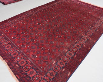 アンティーク エルサリ ラグ 6'6 x 9 フィート ピンクがかった