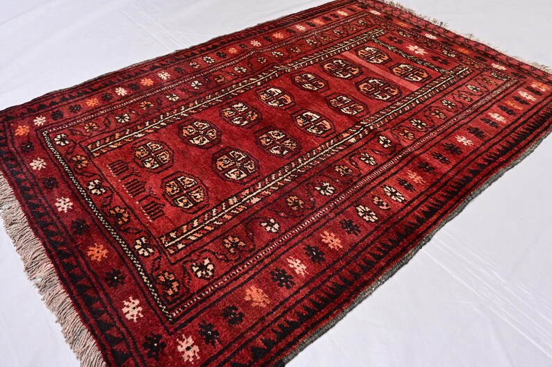 Collectors Piece 2'9x4'4 Ft Turkmen Antique Area Rug Red Tribal Vintage