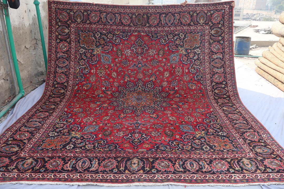 10x11 大型ヴィンテージ トルコ製 Heriz デザイン メダリオン 幾何学