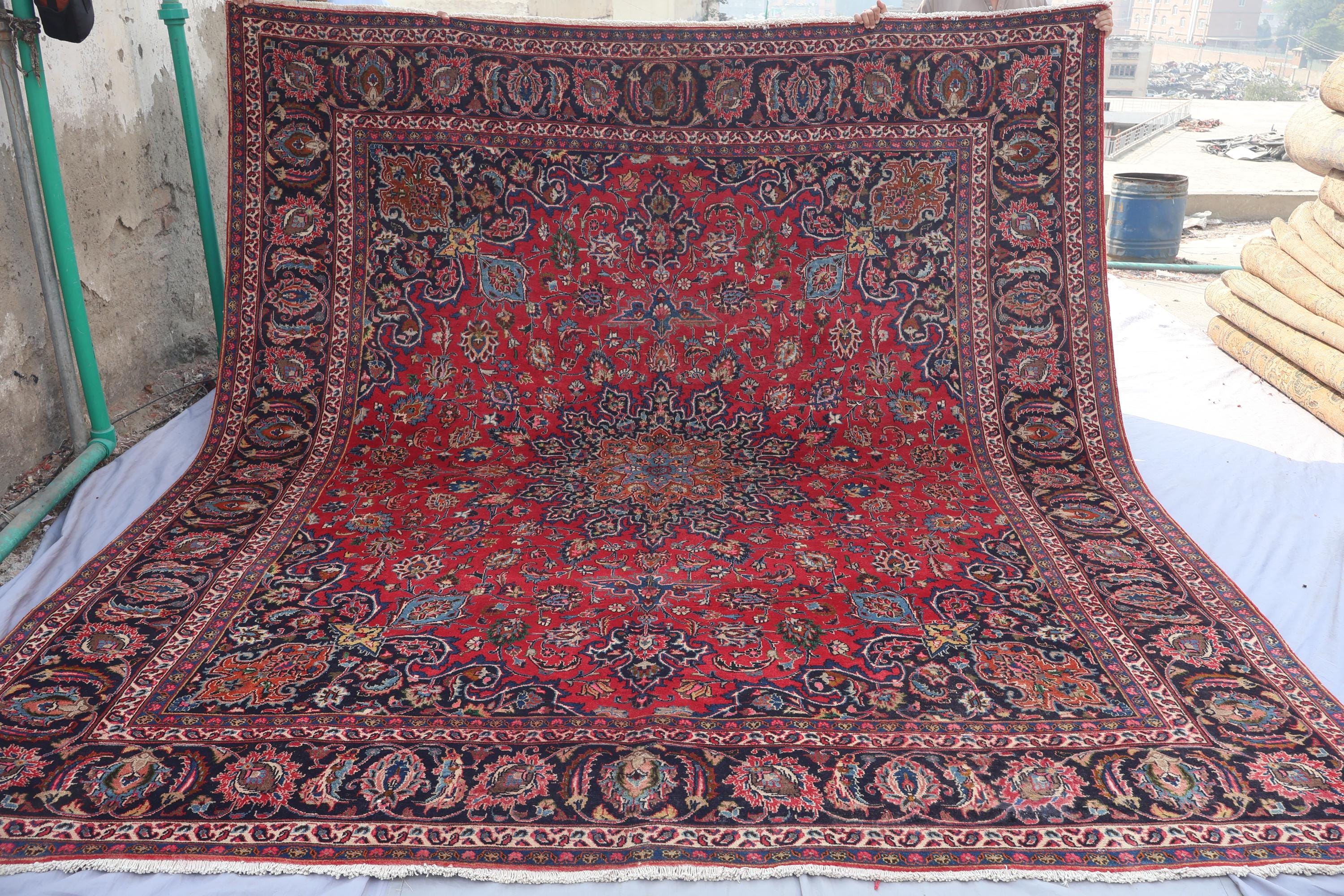 10x11 大型ヴィンテージ トルコ製 Heriz デザイン メダリオン 幾何学