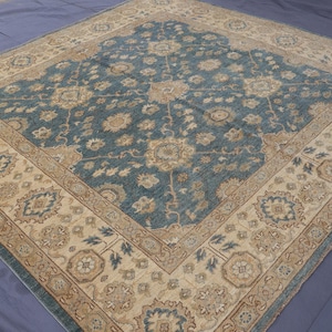 8x8 One of a kind Rug, Afghan Tribal Square Rug, Handmade Wool Rug, Natural dyes Gray Rug, Oriental Area Rug, Bedroom Rug, Dining Table Rug