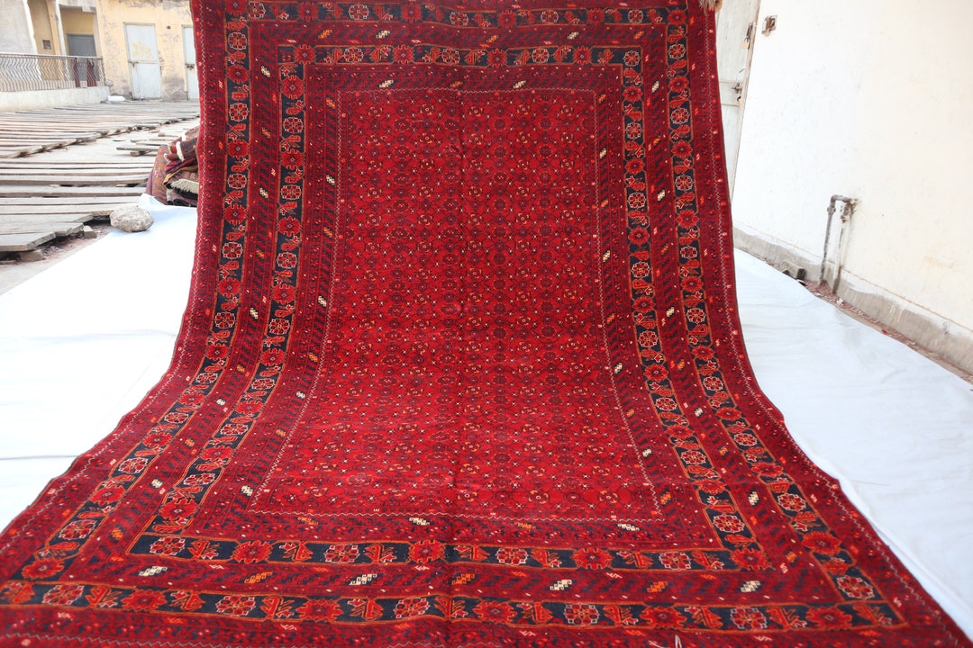 Fatimid Rug Antique Faded Rug, 7x9 Afghan Handmade Wool Area Rug, 200x270 Cm ...