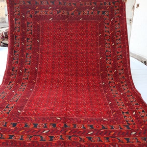 Antique Faded rug, 7x9 Afghan Handmade Wool Area rug, 200x270 cm Oriental Turkmen Vintage Bashiri design Tribal Bukhara rug Living Room Rug