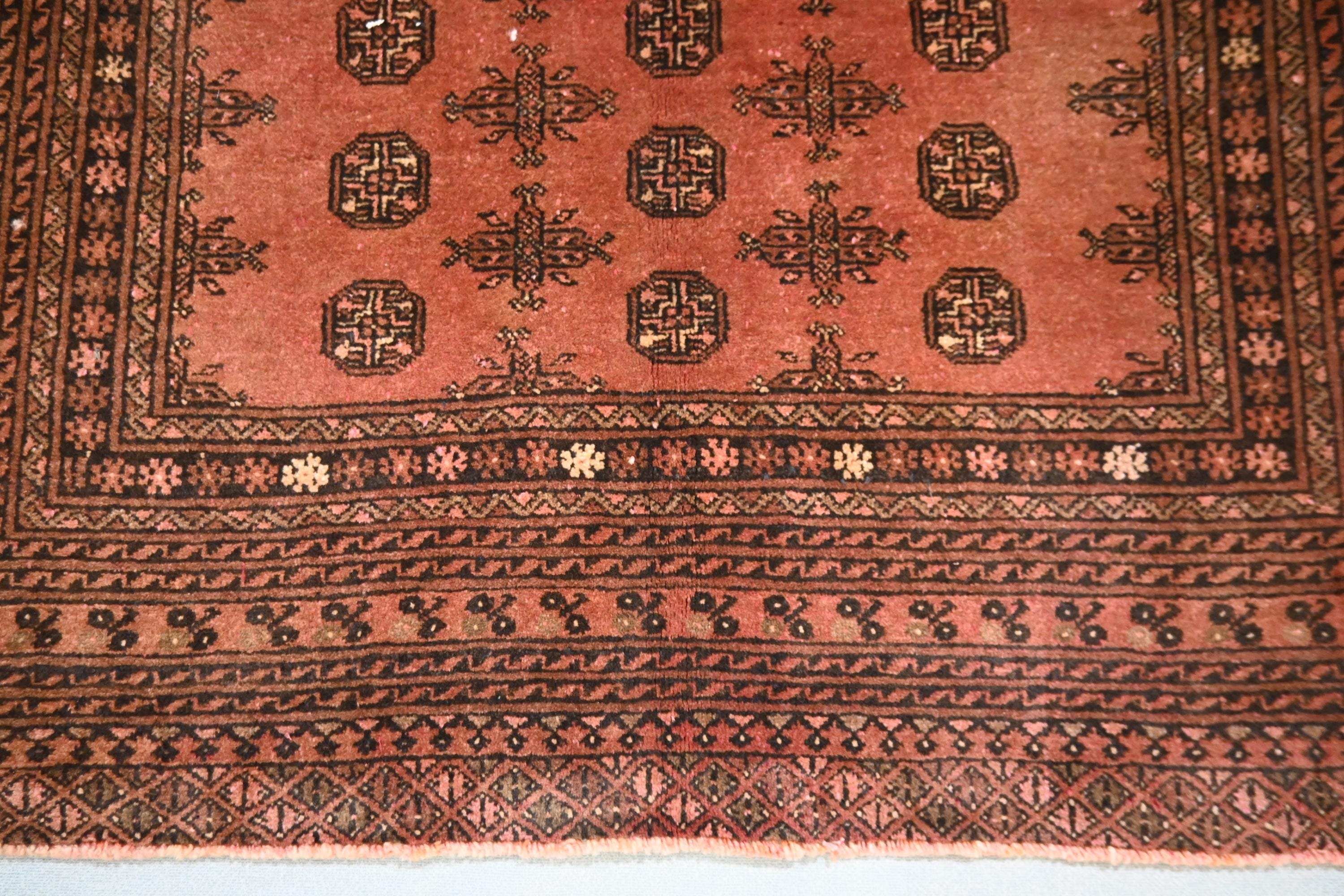 1950s Antique 3x5 Geometric Turkmen Area Rug, Afghan Handmade Wool Low ...
