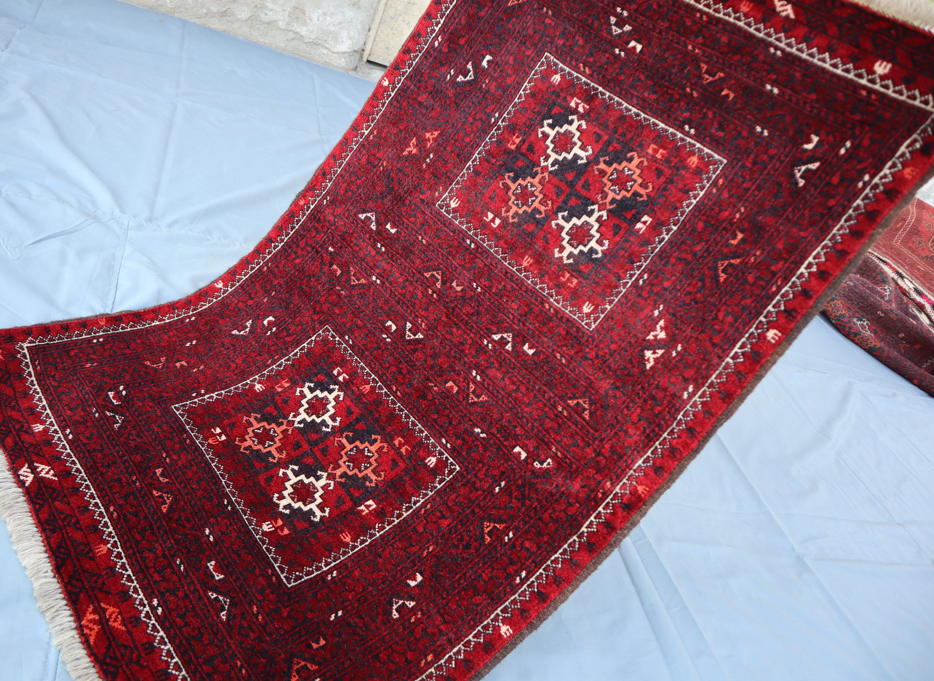 アンティーク トルクメン パルダ ラグ、2'8x4'5 フィートの