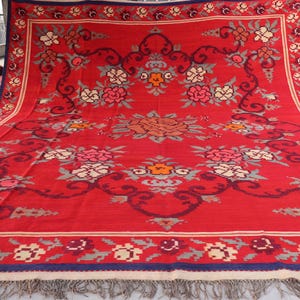 12x15 Antique Karabagh Kilim, Floral Rug, Oversized Wool Kilim Rug, One of a kind Turkish Rug, Vintage Afghan Kilim Rug, Rug for living room