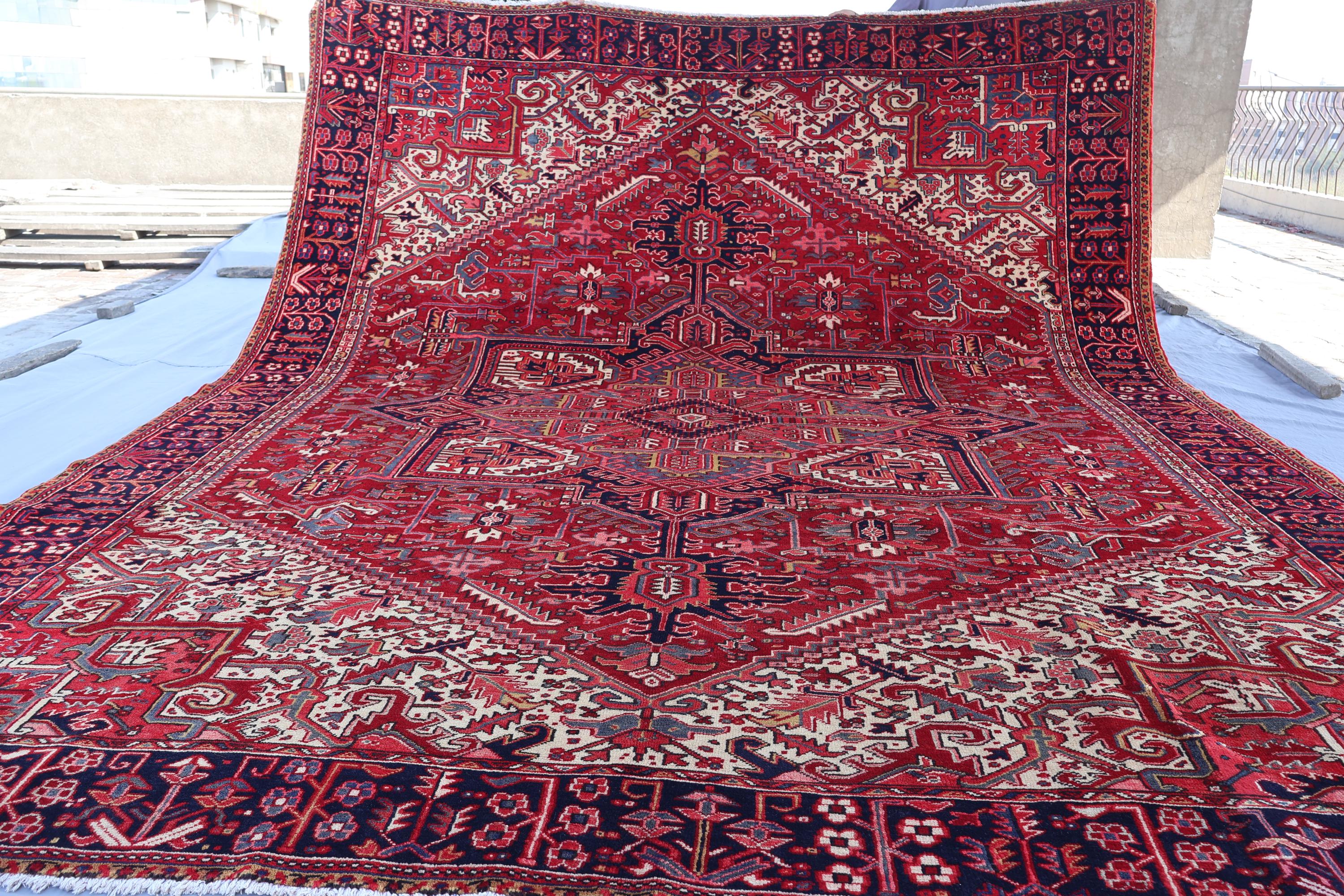 10x13 アンティーク セラピ エリアラグ、大型幾何学模様ヘリズラグ