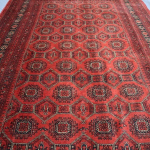 7x10 Vintage Area Rug, Antique Turkmen Famous Old Sarouk Rug, Afghan Handmade Wool Rug, Oriental Tribal Bokhara Rug, Living Room Bedroom Rug