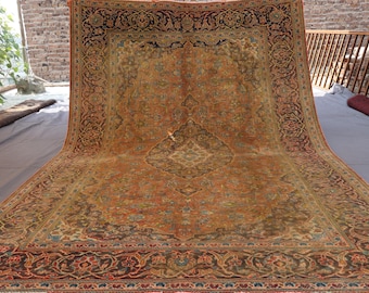 1920s Vintage Rug 7x10 Handmade Afghan Wool Rug, Geometric Tribal Rug, Caucasian Heriz Rug, Terracotta Rug, Living Room Rug, Oriental Carpet
