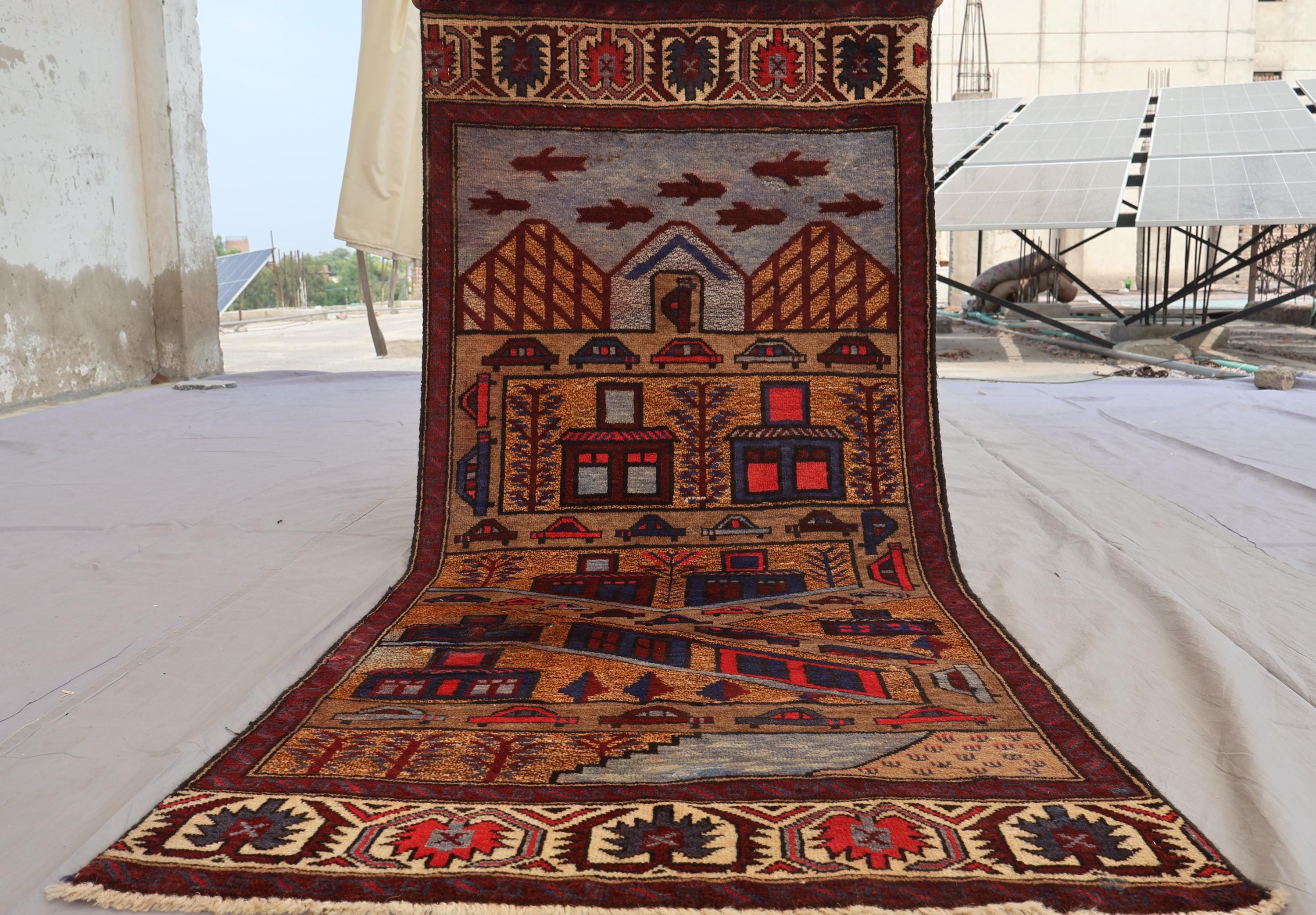 ヴィンテージ バルーチ ウール ランナーラグ：2'6x5'7 トライバル