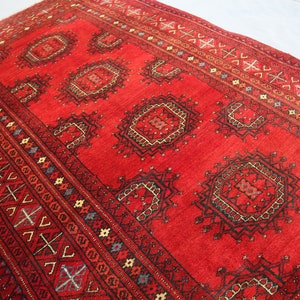 3&#39;6x5&#39;9 Ft Antique Handmade Veg Dyes Wool Rug | Vintage Authentic Turkmen Sarouk Rug | Oriental Afghan Rug, Red Kitchen Rug, Living Room Rug