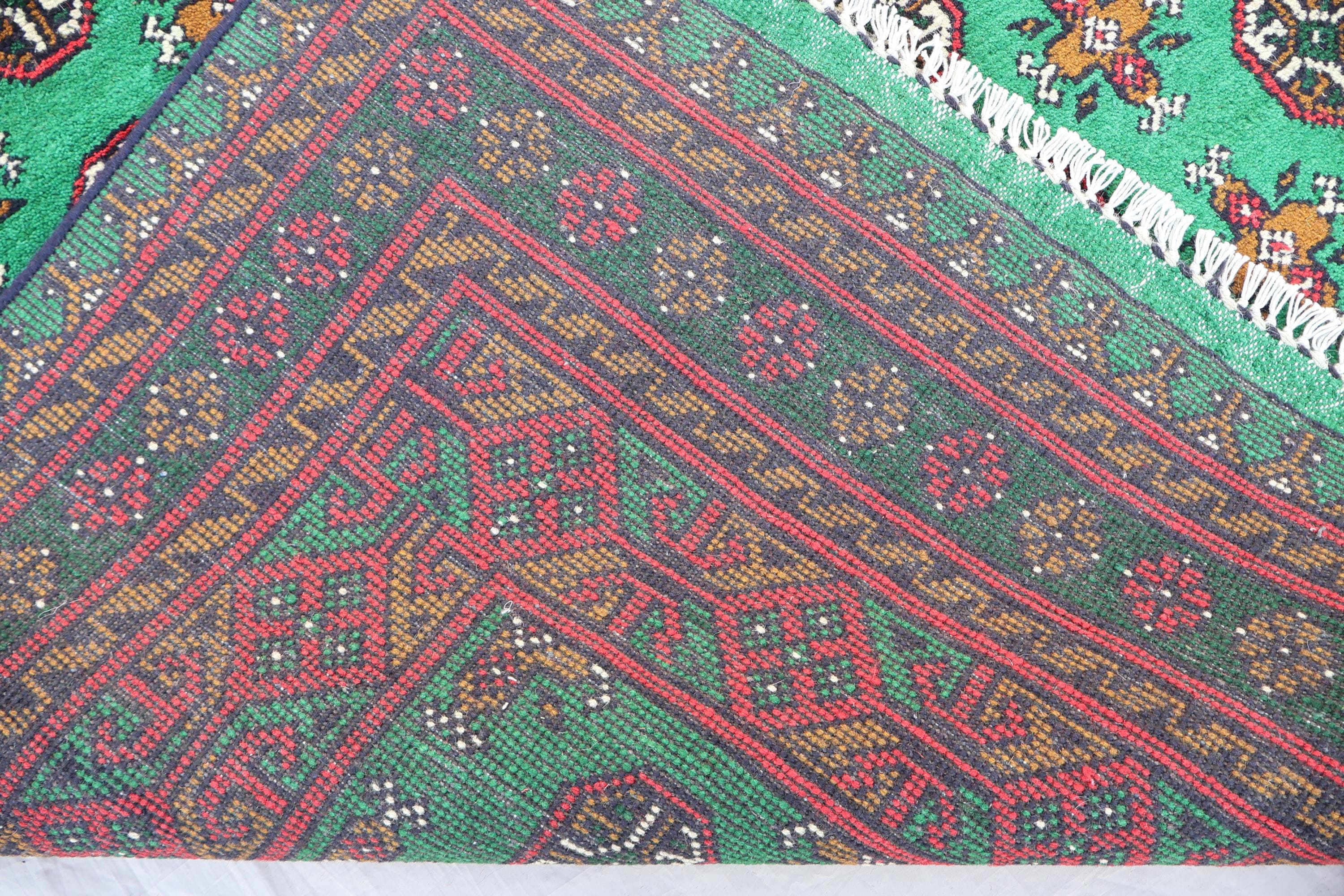 5x8 アフガニスタン グリーン ラグ、トルクメン トライバル ブハラ